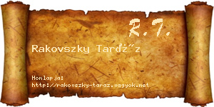 Rakovszky Taráz névjegykártya